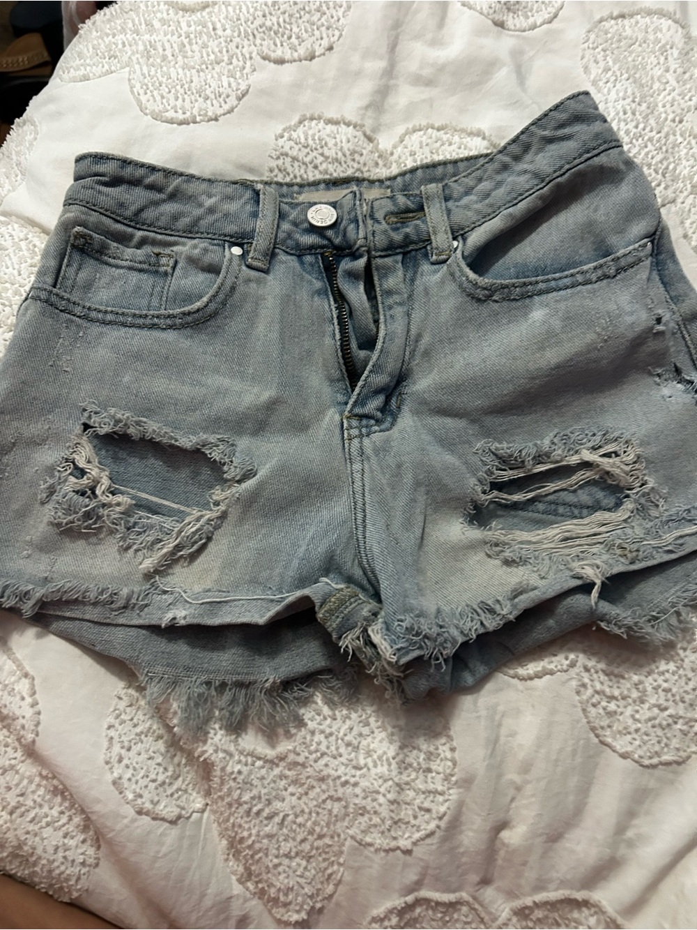 PacSun Light Blue Ripped Denim Shorts